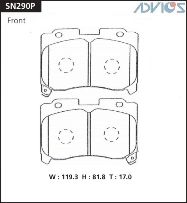 Дисковые тормозные колодки  передние ADVICS SN290P