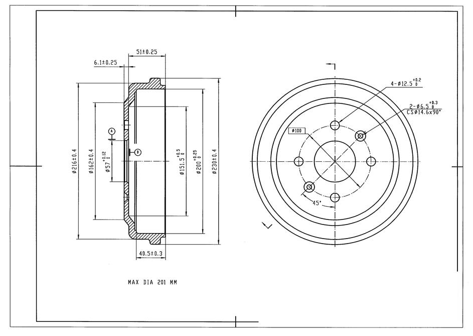 Барабан тормозной (200x405) AVANTECH BR2507S