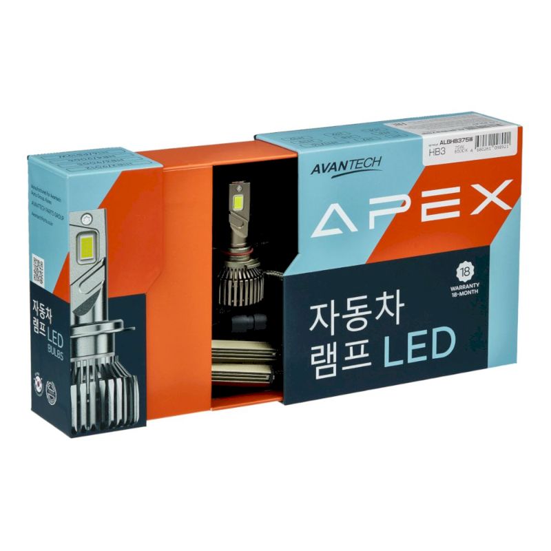 Лампа светодиодная серия APEX головного света HB3 75 Ватт 6500К 7000lm комплект 2 шт AVANTECH ALBHB375W